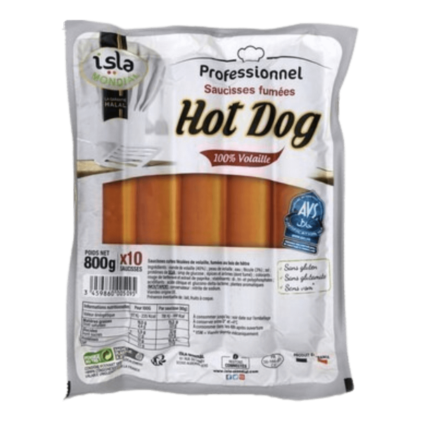 Isla Mondial Saucisses fumées hot dog – 100% bœuf