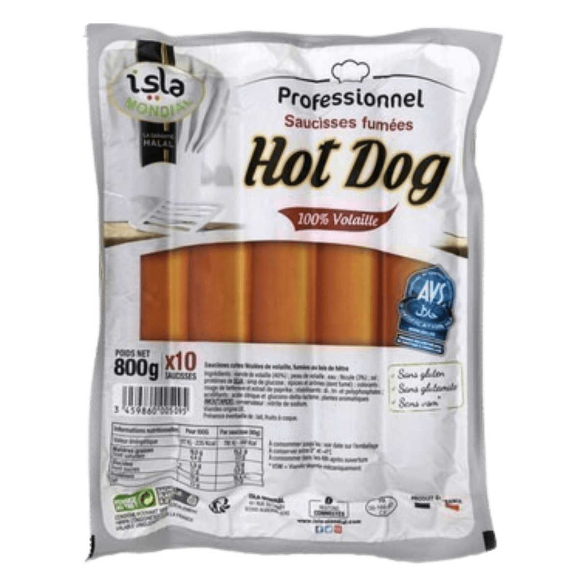 Saucisses fumées hot dog - 100% volailles isla mondial Saucisses fumées hot dog - 100% volailles isla mondial